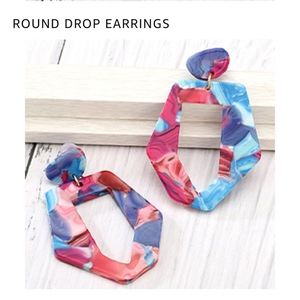 Boho acrylic tortoise shell geometric earrings..NW